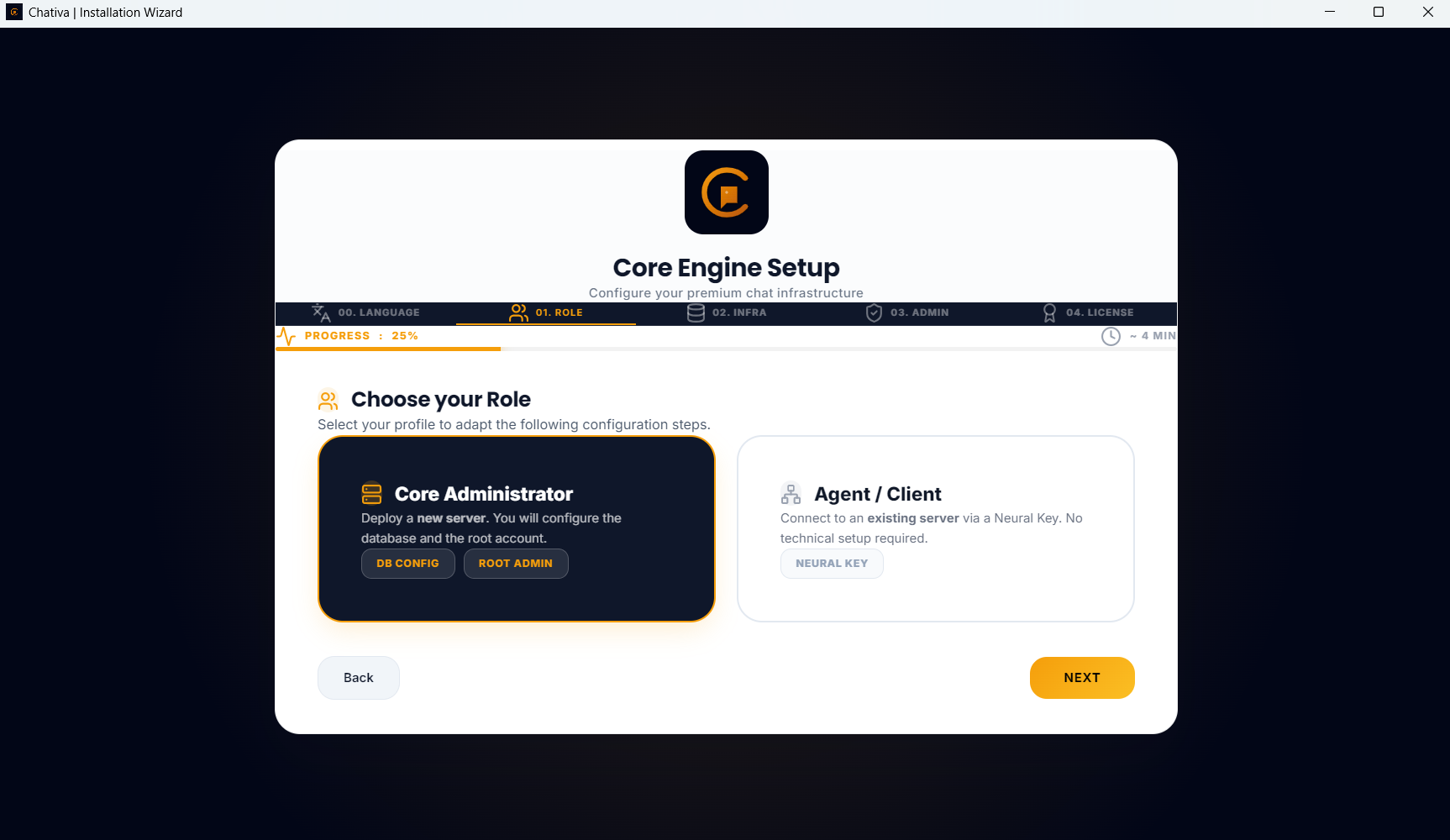 Configure Chativa Pro setup wizard