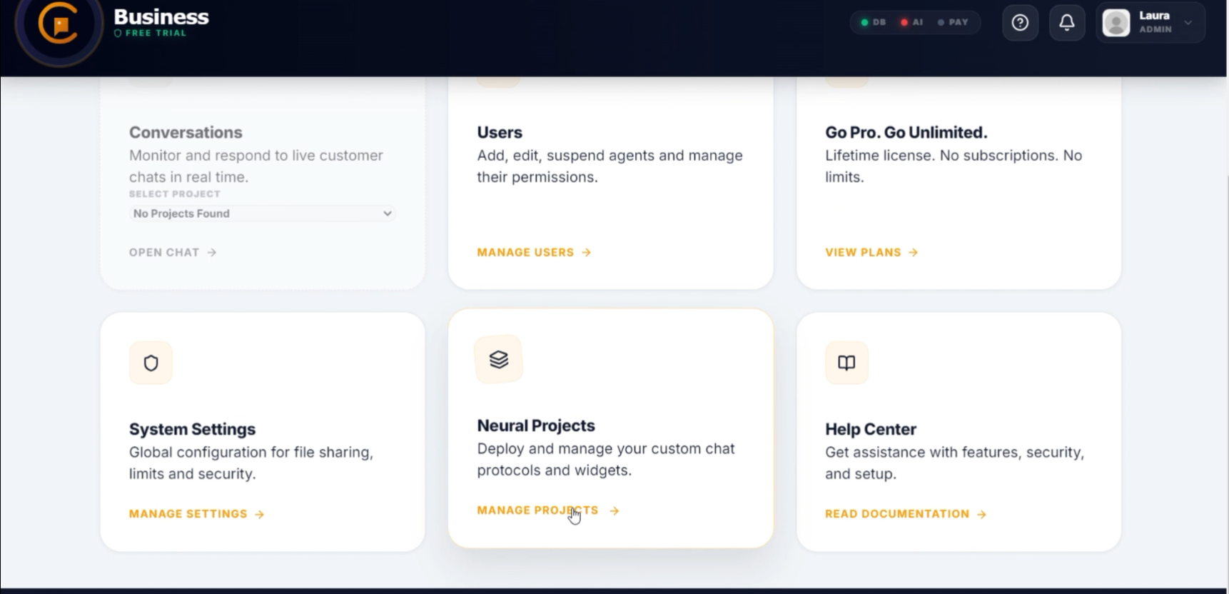 Chativa Pro dashboard — team messaging interface with E2EE badge and AI assistant panel